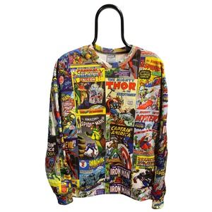 Marvel Comics All Over Print Sweatshirt Mens Medium Vintage Comic Book Covers
